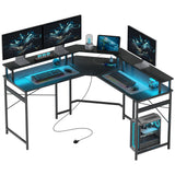 HOMCOM black L-shaped corner desk