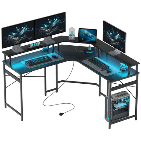 HOMCOM black L-shaped corner desk