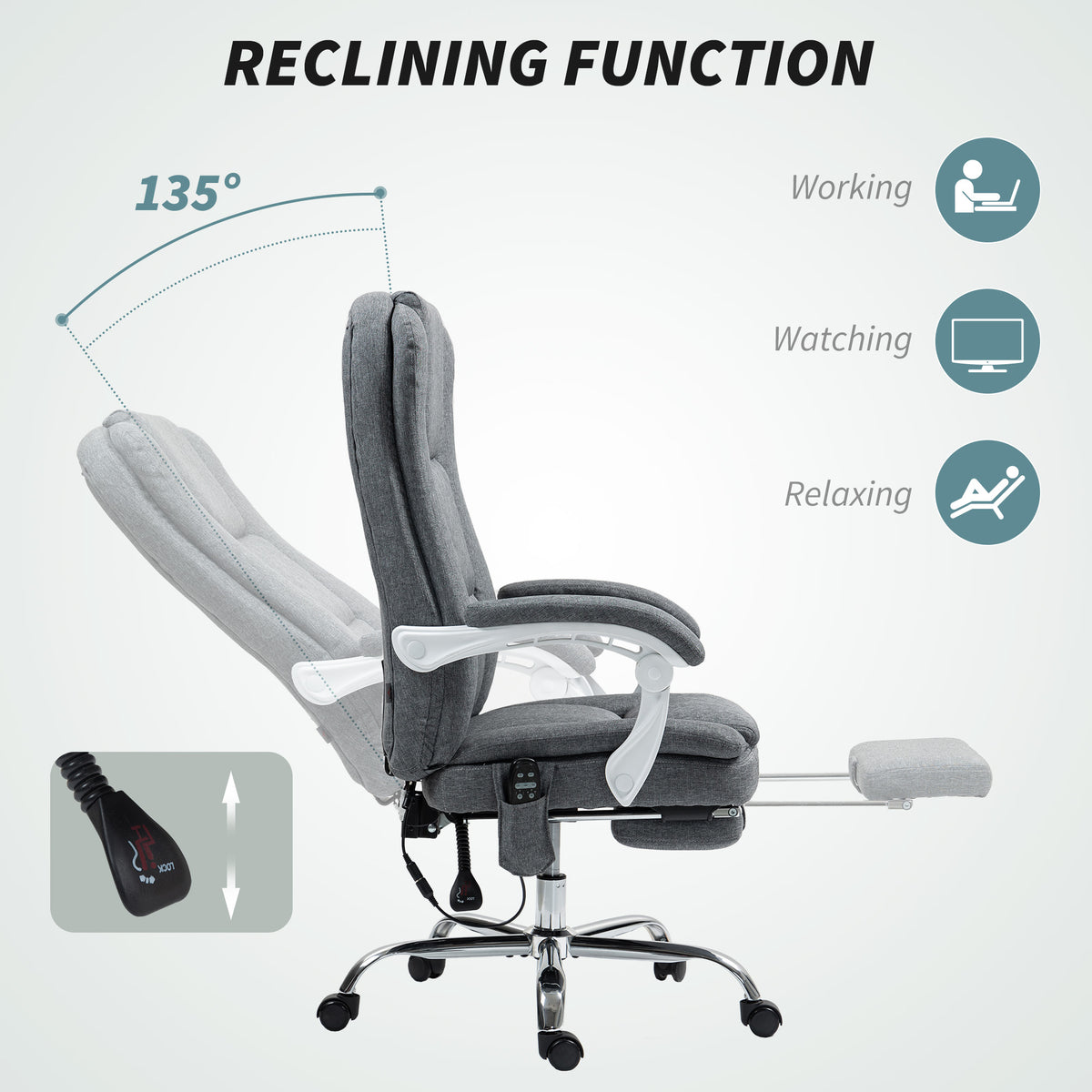 HOMCOM Comfort Massage Chair with Heat Function – Padded Home Relaxation Recliner