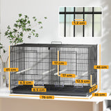 PawHut Bird Cage with Divider, 4 Wooden Perches, 4 Food Dishes & Slide Out Tray – Budgie Cage, Black