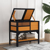 PawHut Wooden Tortoise House with Run, Hide Box, Shelf & Lamp Holder – Fir Wood Habitat, Yellow