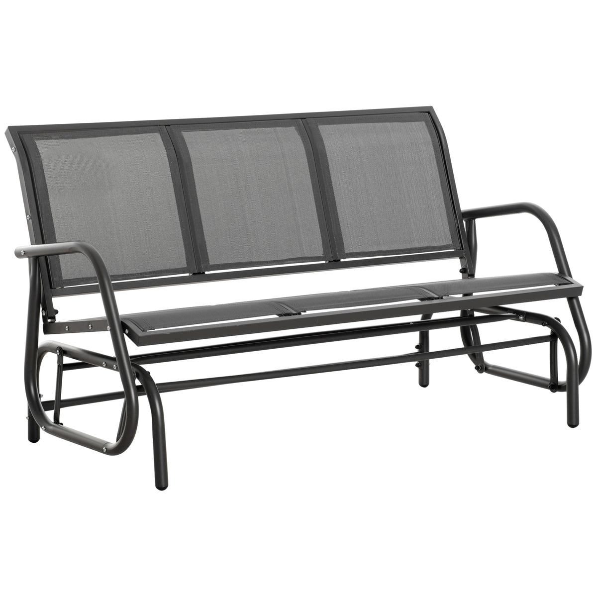 Outsunny 3-Seat Rocking Glider Garden Bench with Metal Frame and Texteline Panels – Outdoor Seating, Grey