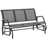 Outsunny 3-Seat Rocking Glider Garden Bench with Metal Frame and Texteline Panels – Outdoor Seating, Grey
