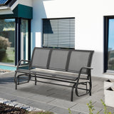 Outsunny 3-Seat Rocking Glider Garden Bench with Metal Frame and Texteline Panels – Outdoor Seating, Grey