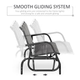Outsunny 3-Seat Rocking Glider Garden Bench with Metal Frame and Texteline Panels – Outdoor Seating, Grey