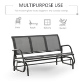 Outsunny 3-Seat Rocking Glider Garden Bench with Metal Frame and Texteline Panels – Outdoor Seating, Grey