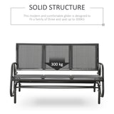 Outsunny 3-Seat Rocking Glider Garden Bench with Metal Frame and Texteline Panels – Outdoor Seating, Grey