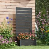 Outsunny Raised Garden Bed Planter Box with Trellis & Drainage Hole – Patio Planter for Vines & Herbs, Black