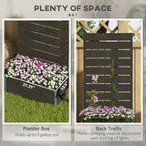 Outsunny Raised Garden Bed Planter Box with Trellis & Drainage Hole – Patio Planter for Vines & Herbs, Black