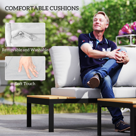Dimension diagram of the Outsunny 4-seater garden corner sofa set