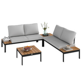 Close-up of the built-in side table on the Outsunny loveseat