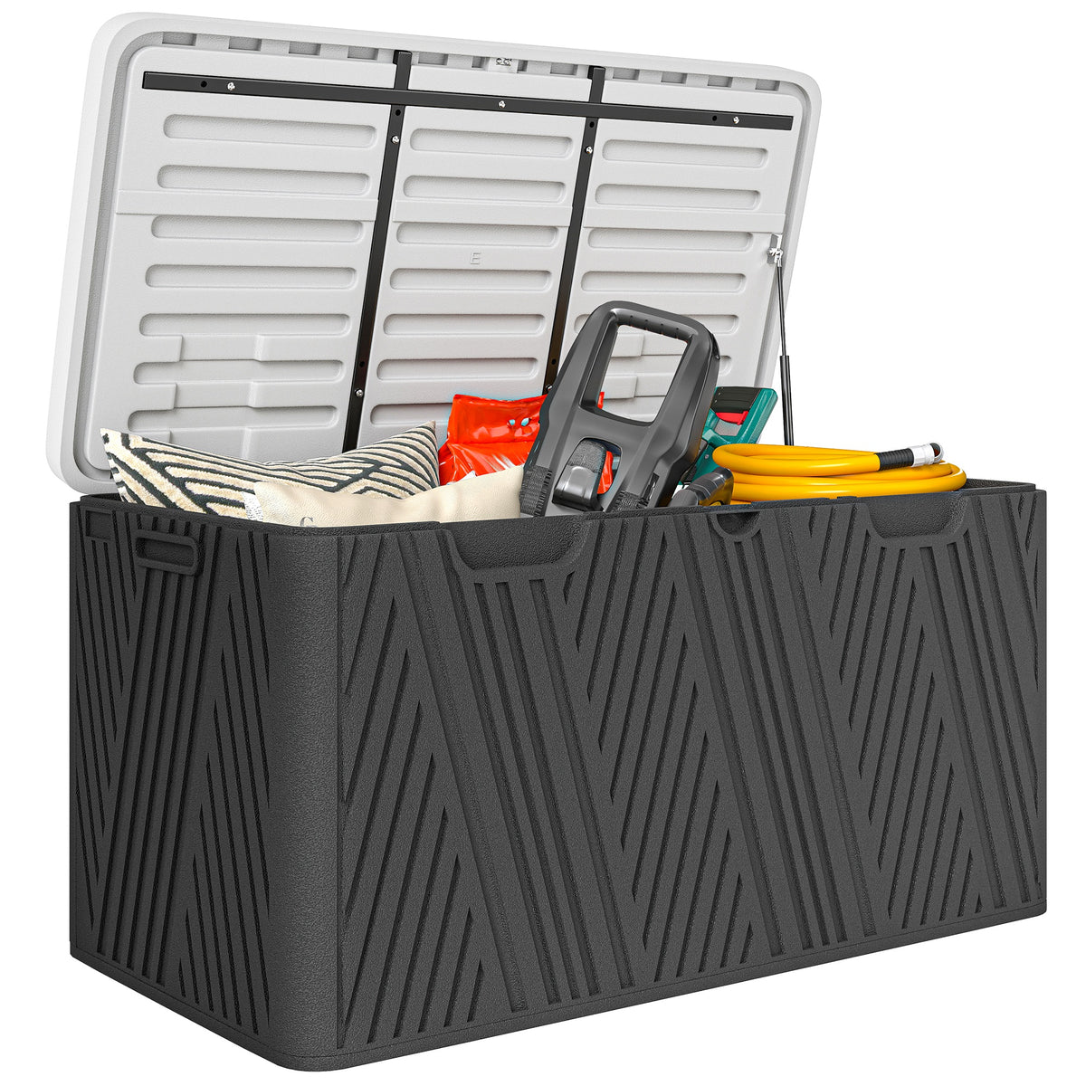 Outsunny 380L HDPE Waterproof Garden Storage Box with Lockable Lid & Gas Strut – Outdoor Deck Box