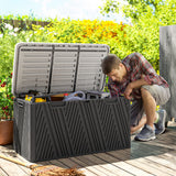 Outsunny 380L HDPE Waterproof Garden Storage Box with Lockable Lid & Gas Strut – Outdoor Deck Box
