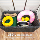 Outsunny 380L HDPE Waterproof Garden Storage Box with Lockable Lid & Gas Strut – Outdoor Deck Box