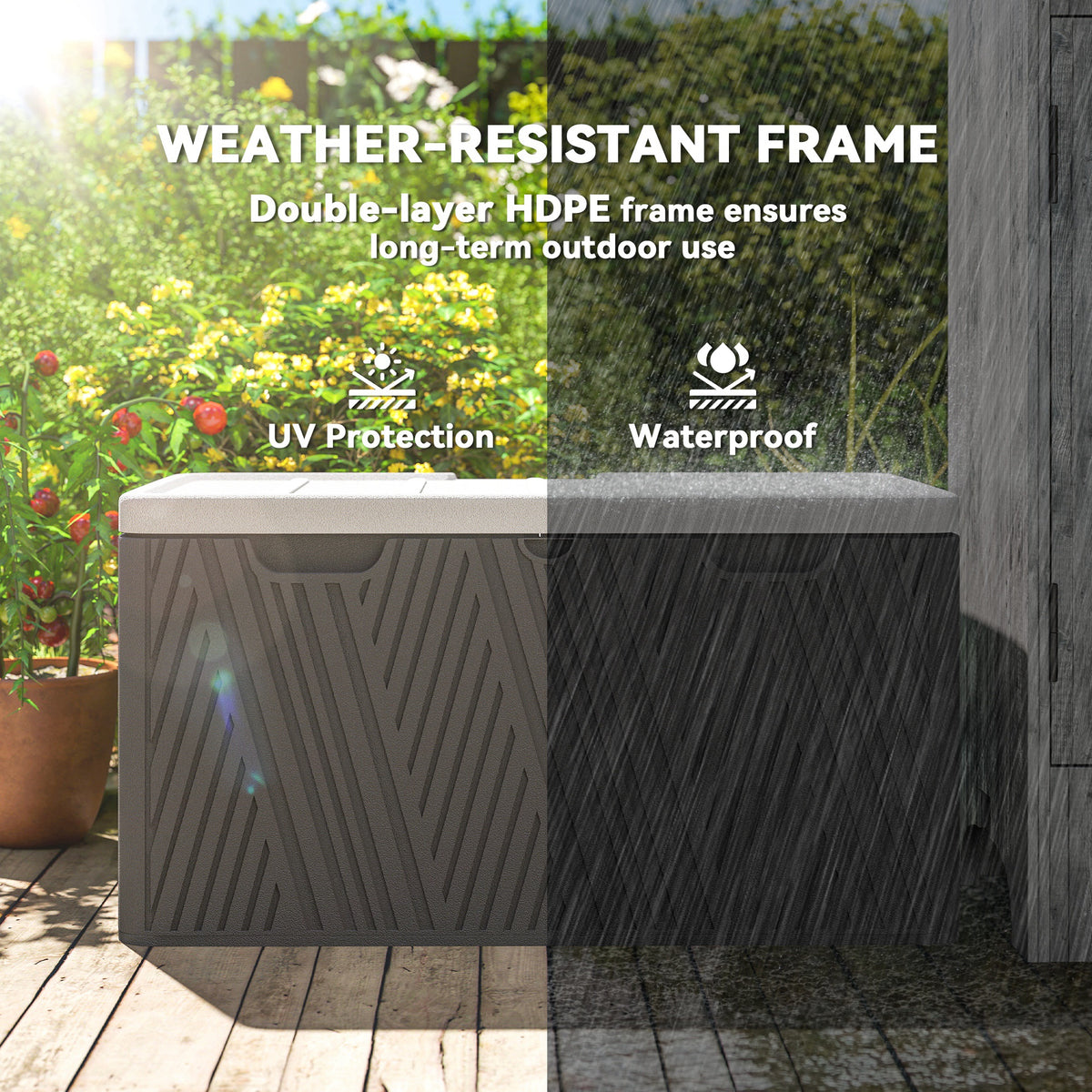 Outsunny 380L HDPE Waterproof Garden Storage Box with Lockable Lid & Gas Strut – Outdoor Deck Box