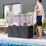 Outsunny 380L HDPE Waterproof Garden Storage Box with Lockable Lid & Gas Strut – Outdoor Deck Box