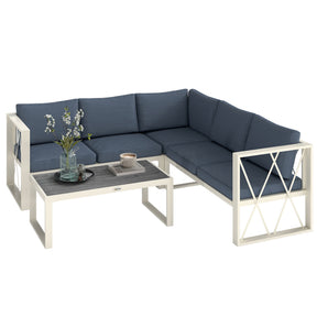Outsunny 5-seater sectional outdoor sofa set with loveseats, grey