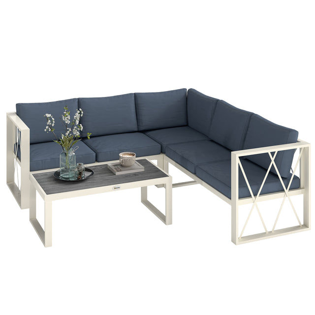 Outsunny 5-seater sectional outdoor sofa set with loveseats, grey