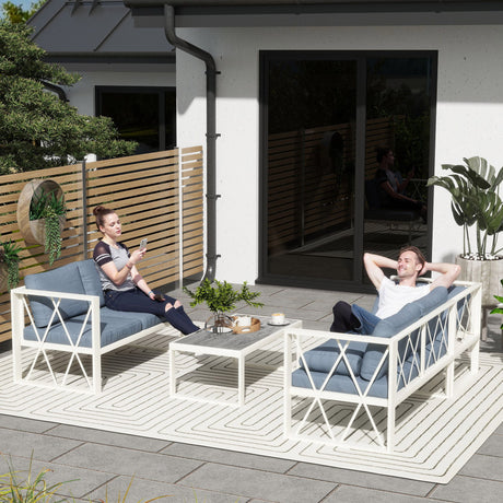 Outsunny corner chair and loveseat forming a reclining lounger