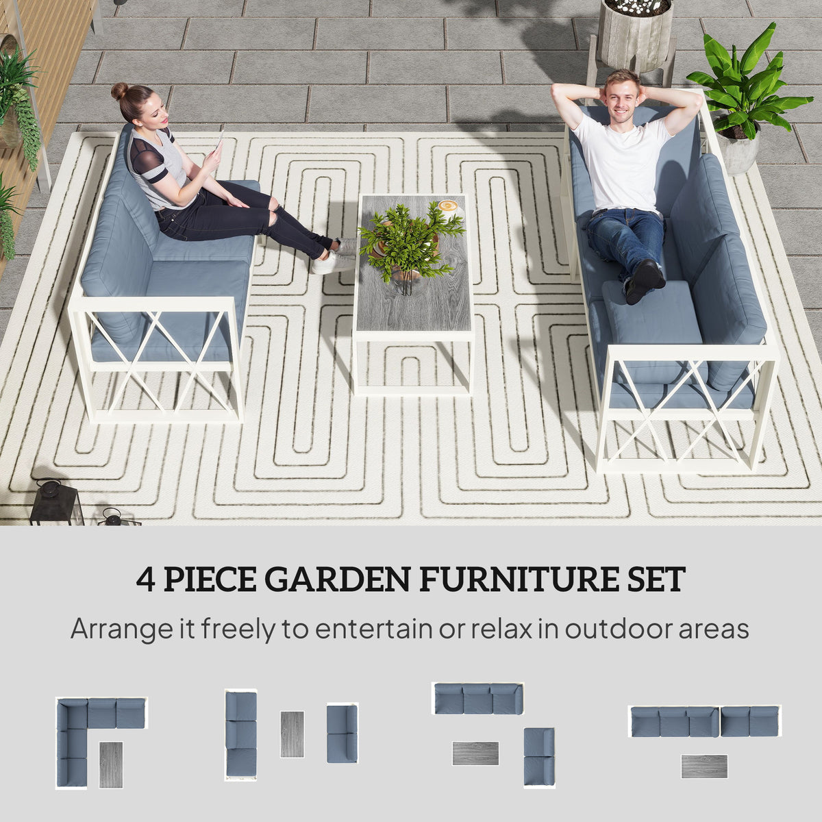 Close-up of the wood-grain effect coffee table on the Outsunny sofa set