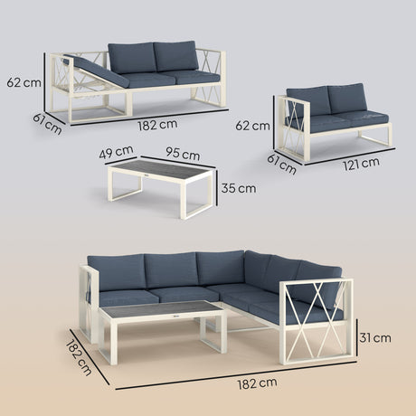 Close-up of the steel frame on the Outsunny sectional sofa set