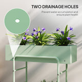 Outsunny Two-Tier Metal Plant Stand with Drain Holes and Top Fence – Indoor and Outdoor Pot Display, Green