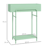 Outsunny Two-Tier Metal Plant Stand with Drain Holes and Top Fence – Indoor and Outdoor Pot Display, Green