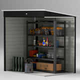 Outsunny 6x4ft Metal Garden Shed with Lockable Door & Pent Roof – Galvanised Steel Tool Storage, Dark Grey
