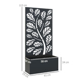 Outsunny Metal Raised Garden Bed with Twig and Leaf Trellis – Wall-Mounted or Freestanding Planter, Black