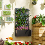 Outsunny Metal Raised Garden Bed with Twig and Leaf Trellis – Wall-Mounted or Freestanding Planter, Black