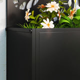 Outsunny Metal Raised Garden Bed with Twig and Leaf Trellis – Wall-Mounted or Freestanding Planter, Black