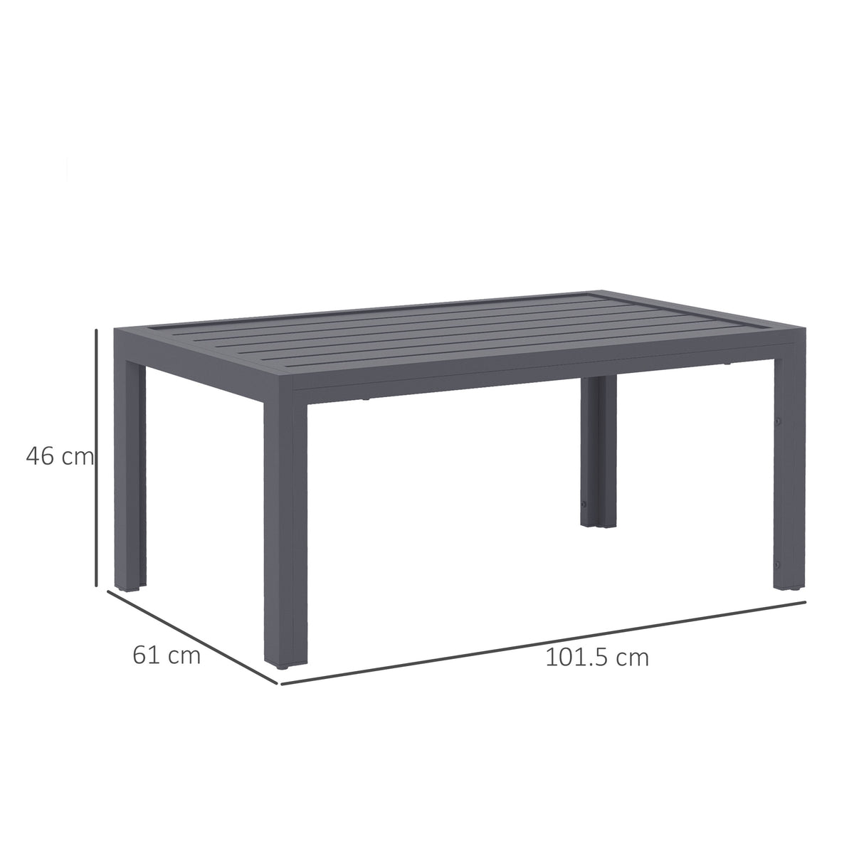 Outsunny Outdoor Side Table with Galvanised Steel Frame & Slatted Top – Patio Garden Table, Grey