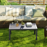 Outsunny Outdoor Side Table with Galvanised Steel Frame & Slatted Top – Patio Garden Table, Grey