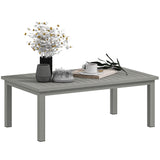 Outsunny Aluminium Outdoor Coffee Table, 100 x 60cm with Slatted Top – Patio Garden Table, Grey Wood Effect