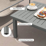 Outsunny Aluminium Outdoor Coffee Table, 100 x 60cm with Slatted Top – Patio Garden Table, Grey Wood Effect