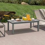 Outsunny Aluminium Outdoor Coffee Table, 100 x 60cm with Slatted Top – Patio Garden Table, Grey Wood Effect