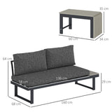 Outsunny 4-Seater L-Shaped Aluminium Garden Furniture Set with Coffee Table – Convertible Loveseats, Charcoal