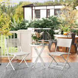 Outsunny 3-Piece Outdoor Bistro Set with Tempered Glass Table & Foldable Mesh Chairs – Space-Saving Patio Set, White