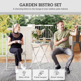 Outsunny 3-Piece Outdoor Bistro Set with Tempered Glass Table & Foldable Mesh Chairs – Space-Saving Patio Set, White