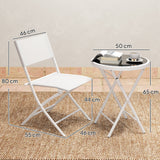 Outsunny 3-Piece Outdoor Bistro Set with Tempered Glass Table & Foldable Mesh Chairs – Space-Saving Patio Set, White