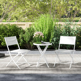 Outsunny 3-Piece Outdoor Bistro Set with Tempered Glass Table & Foldable Mesh Chairs – Space-Saving Patio Set, White