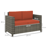 Outsunny rattan sofa dimensions diagram
