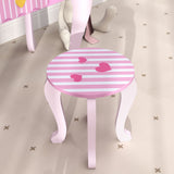 AIYAPLAY Kids Dressing Table Set with Stool, Heart Design and Acrylic Mirror – Ages 3-6, Pink