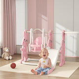 AIYAPLAY Rabbit-Themed Kids Playground Set with Slide, Swing, Climber & Basketball Hoop – Pink