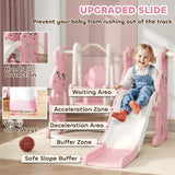 AIYAPLAY Rabbit-Themed Kids Playground Set with Slide, Swing, Climber & Basketball Hoop – Pink