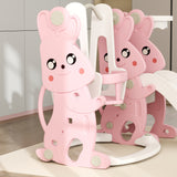 AIYAPLAY Rabbit-Themed Kids Playground Set with Slide, Swing, Climber & Basketball Hoop – Pink
