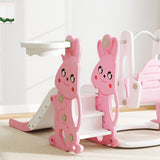 AIYAPLAY Rabbit-Themed Kids Playground Set with Slide, Swing, Climber & Basketball Hoop – Pink