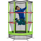 HOMCOM Kids Mini Trampoline with Safety Enclosure Net and Bungee Cords – Bouncer for Ages 3-6, Green