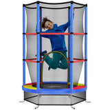 HOMCOM Kids Mini Trampoline with Safety Enclosure Net and Bungee Cords – Indoor Outdoor Bouncer for Ages 3-6