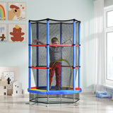 HOMCOM Kids Mini Trampoline with Safety Enclosure Net and Bungee Cords – Indoor Outdoor Bouncer for Ages 3-6